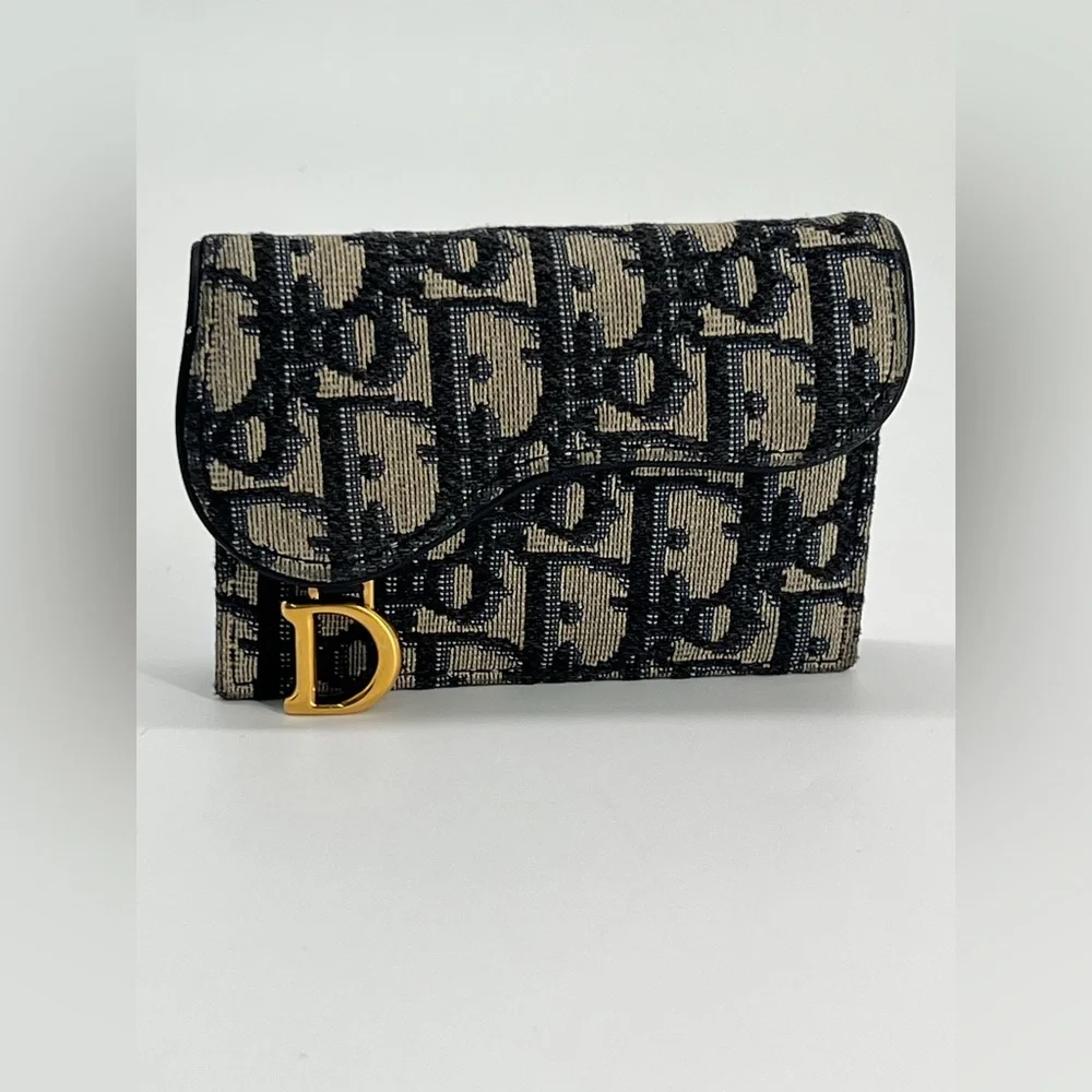 Cristian Dior Oblique Saddle Card Holder Wallet